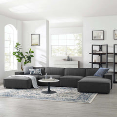 Restore Charcoal 6-Piece Sectional Sofa - 75.5x164" - Ornate Home