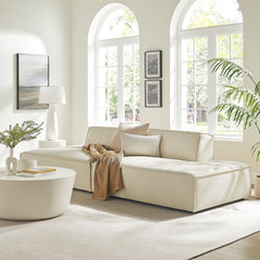 Restore Ecru 2-Piece Performance Fabric Upholstered Modular Loveseat - 40.5x112" - Ornate Home