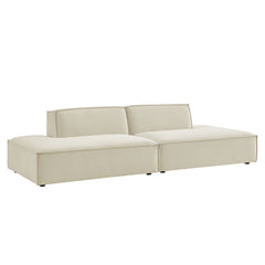 Restore Ecru 2-Piece Performance Fabric Upholstered Modular Loveseat - 40.5x112" - Ornate Home