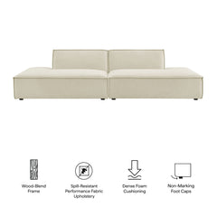 Restore Ecru 2-Piece Performance Fabric Upholstered Modular Loveseat - 40.5x112" - Ornate Home