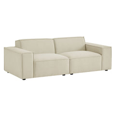 Restore Ecru 2-Piece Performance Fabric Upholstered Modular Loveseat - 40.6x83.4" - Ornate Home