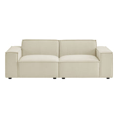 Restore Ecru 2-Piece Performance Fabric Upholstered Modular Loveseat - 40.6x83.4" - Ornate Home