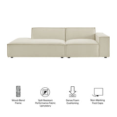 Restore Ecru 2-Piece Performance Fabric Upholstered Modular Loveseat - 40.6x97.7" - Ornate Home