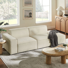 Restore Ecru 2-Piece Performance Fabric Upholstered Modular Loveseat - 40.6x97.7x28" - Ornate Home