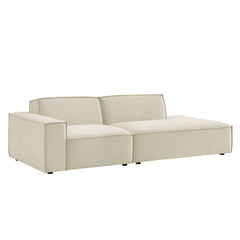 Restore Ecru 2-Piece Performance Fabric Upholstered Modular Loveseat - 40.6x97.7x28" - Ornate Home