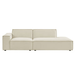 Restore Ecru 2-Piece Performance Fabric Upholstered Modular Loveseat - 40.6x97.7x28" - Ornate Home