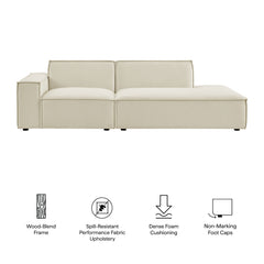 Restore Ecru 2-Piece Performance Fabric Upholstered Modular Loveseat - 40.6x97.7x28" - Ornate Home