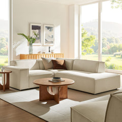 Restore Ecru 3-Piece Performance Fabric Upholstered Modular L-Shaped Sectional Sofa - 82.3x96.6" - Ornate Home