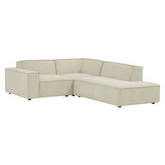 Restore Ecru 3-Piece Performance Fabric Upholstered Modular L-Shaped Sectional Sofa - 82.3x96.6" - Ornate Home