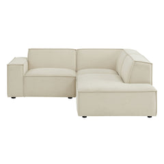 Restore Ecru 3-Piece Performance Fabric Upholstered Modular L-Shaped Sectional Sofa - 82.3x96.6" - Ornate Home