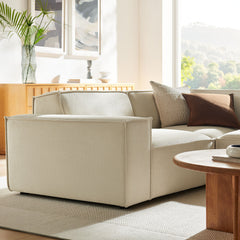 Restore Ecru 3-Piece Performance Fabric Upholstered Modular L-Shaped Sectional Sofa - 82.3x96.6" - Ornate Home