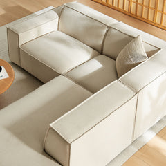 Restore Ecru 3-Piece Performance Fabric Upholstered Modular L-Shaped Sectional Sofa - 82.3x96.6" - Ornate Home