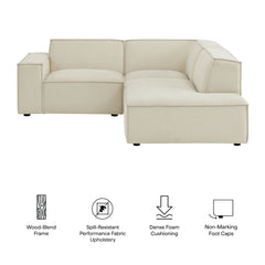 Restore Ecru 3-Piece Performance Fabric Upholstered Modular L-Shaped Sectional Sofa - 82.3x96.6" - Ornate Home
