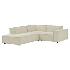 Restore Ecru 3-Piece Performance Fabric Upholstered Modular L-Shaped Sectional Sofa - 82.3x96.6x28" - Ornate Home