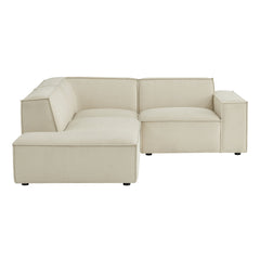 Restore Ecru 3-Piece Performance Fabric Upholstered Modular L-Shaped Sectional Sofa - 82.3x96.6x28" - Ornate Home