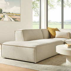Restore Ecru 3-Piece Performance Fabric Upholstered Modular L-Shaped Sectional Sofa - 82.3x96.6x28" - Ornate Home