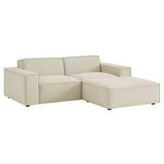 Restore Ecru 3-Piece Performance Fabric Upholstered Modular Loveseat with Ottoman - Ornate Home