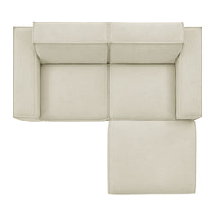 Restore Ecru 3-Piece Performance Fabric Upholstered Modular Loveseat with Ottoman - Ornate Home