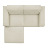 Restore Ecru 3-Piece Performance Fabric Upholstered Modular Loveseat with Ottoman - Ornate Home