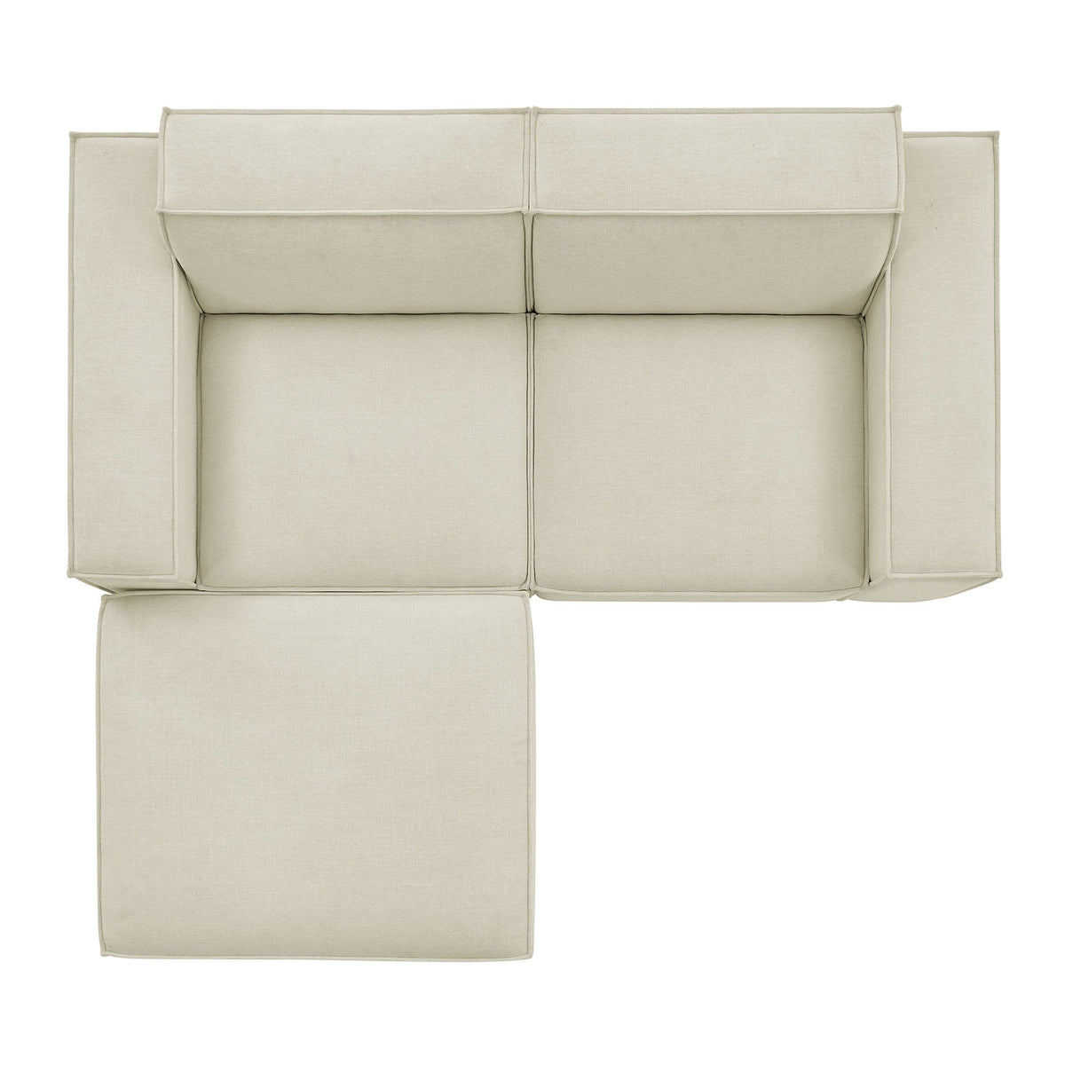 Restore Ecru 3-Piece Performance Fabric Upholstered Modular Loveseat with Ottoman - Ornate Home