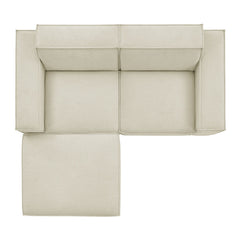 Restore Ecru 3-Piece Performance Fabric Upholstered Modular Loveseat with Ottoman - Ornate Home