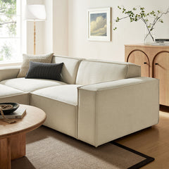 Restore Ecru 3-Piece Performance Fabric Upholstered Modular Loveseat with Ottoman - Ornate Home