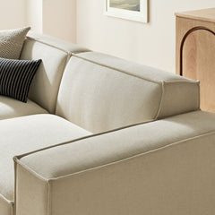 Restore Ecru 3-Piece Performance Fabric Upholstered Modular Loveseat with Ottoman - Ornate Home
