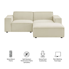 Restore Ecru 3-Piece Performance Fabric Upholstered Modular Loveseat with Ottoman - Ornate Home