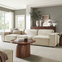 Restore Ecru 3-Piece Performance Fabric Upholstered Modular Sofa Set - Ornate Home