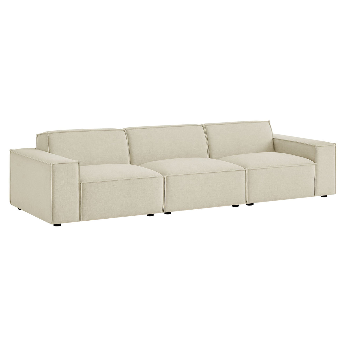 Restore Ecru 3-Piece Performance Fabric Upholstered Modular Sofa Set - Ornate Home