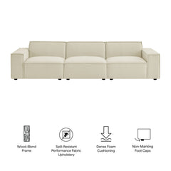 Restore Ecru 3-Piece Performance Fabric Upholstered Modular Sofa Set - Ornate Home
