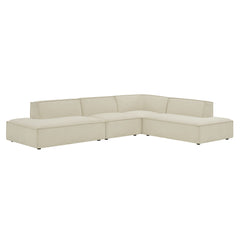 Restore Ecru 4-Piece Performance Fabric Upholstered Modular L-Shaped Armless Sectional Sofa - Ornate Home