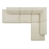 Restore Ecru 4-Piece Performance Fabric Upholstered Modular L-Shaped Armless Sectional Sofa - Ornate Home
