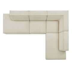 Restore Ecru 4-Piece Performance Fabric Upholstered Modular L-Shaped Armless Sectional Sofa - Ornate Home