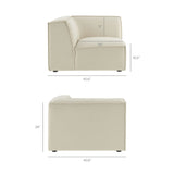 Restore Ecru 4-Piece Performance Fabric Upholstered Modular L-Shaped Armless Sectional Sofa - Ornate Home