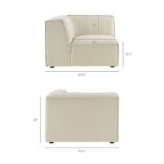 Restore Ecru 4-Piece Performance Fabric Upholstered Modular L-Shaped Armless Sectional Sofa - Ornate Home