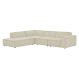 Restore Ecru 4-Piece Performance Fabric Upholstered Modular L-Shaped Sofa - 96.5x117.3" - Ornate Home