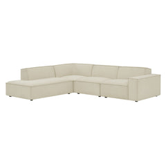 Restore Ecru 4-Piece Performance Fabric Upholstered Modular L-Shaped Sofa - 96.5x117.3" - Ornate Home