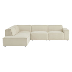 Restore Ecru 4-Piece Performance Fabric Upholstered Modular L-Shaped Sofa - 96.5x117.3" - Ornate Home