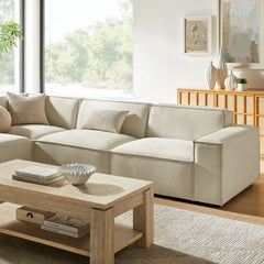 Restore Ecru 4-Piece Performance Fabric Upholstered Modular L-Shaped Sofa - 96.5x117.3" - Ornate Home
