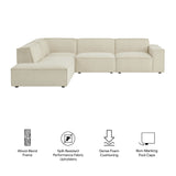 Restore Ecru 4-Piece Performance Fabric Upholstered Modular L-Shaped Sofa - 96.5x117.3" - Ornate Home