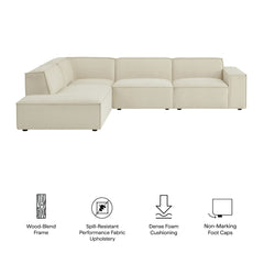 Restore Ecru 4-Piece Performance Fabric Upholstered Modular L-Shaped Sofa - 96.5x117.3" - Ornate Home
