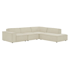 Restore Ecru 4-Piece Performance Fabric Upholstered Modular L-Shaped Sofa - 96.5x117.3x28" - Ornate Home
