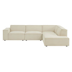 Restore Ecru 4-Piece Performance Fabric Upholstered Modular L-Shaped Sofa - 96.5x117.3x28" - Ornate Home