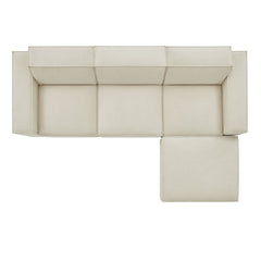 Restore Ecru 4-Piece Performance Fabric Upholstered Modular Sofa Set with Ottoman - Ornate Home