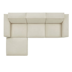 Restore Ecru 4-Piece Performance Fabric Upholstered Modular Sofa Set with Ottoman - Ornate Home