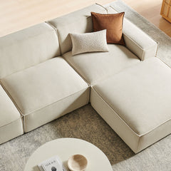 Restore Ecru 4-Piece Performance Fabric Upholstered Modular Sofa Set with Ottoman - Ornate Home