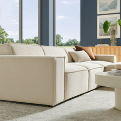 Restore Ecru 4-Piece Performance Fabric Upholstered Modular Sofa Set with Ottoman - Ornate Home