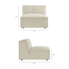 Restore Ecru 4-Piece Performance Fabric Upholstered Modular Sofa Set with Ottoman - Ornate Home
