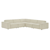 Restore Ecru 5-Piece Performance Fabric Upholstered Modular L-Shaped Sofa - Ornate Home